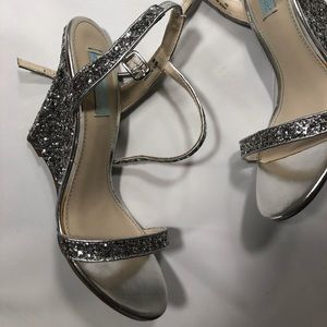 Betsey Johnson glittery espadrille wedges